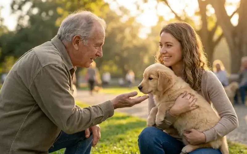 puppy-meeting-new-people-socialization golden retriever puppy meeting new people during socialization
