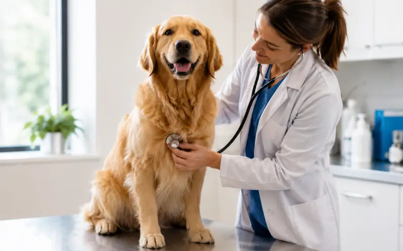 adult-dog-annual-booster-vet adult dog receiving annual booster shot at vet
