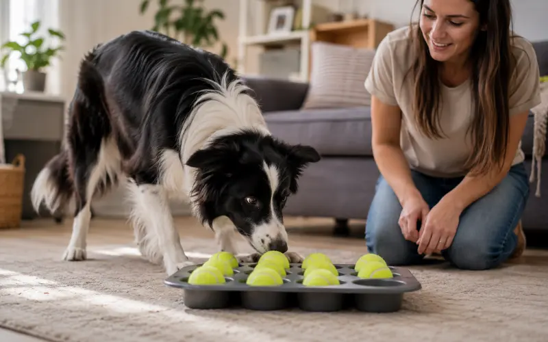 dog learning brain training game with owner dog learning brain training game with owner