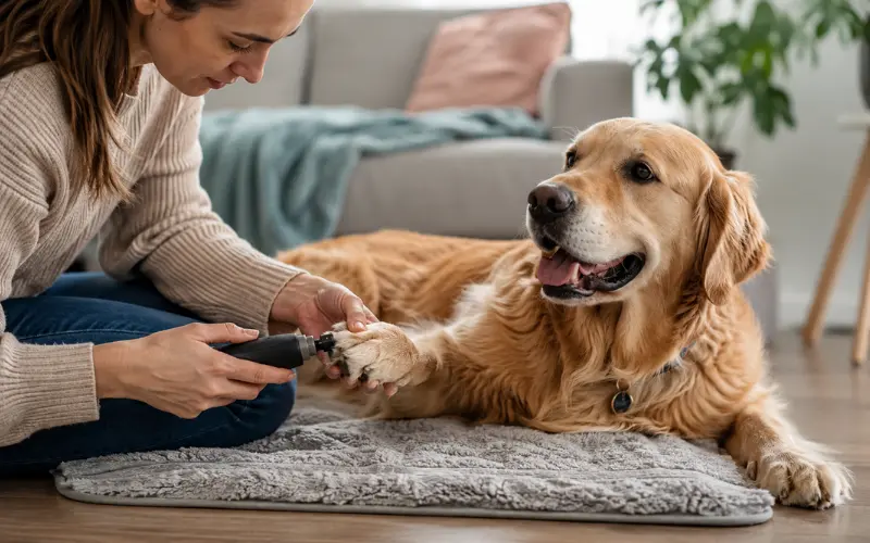 trimming dog nails safely during home grooming