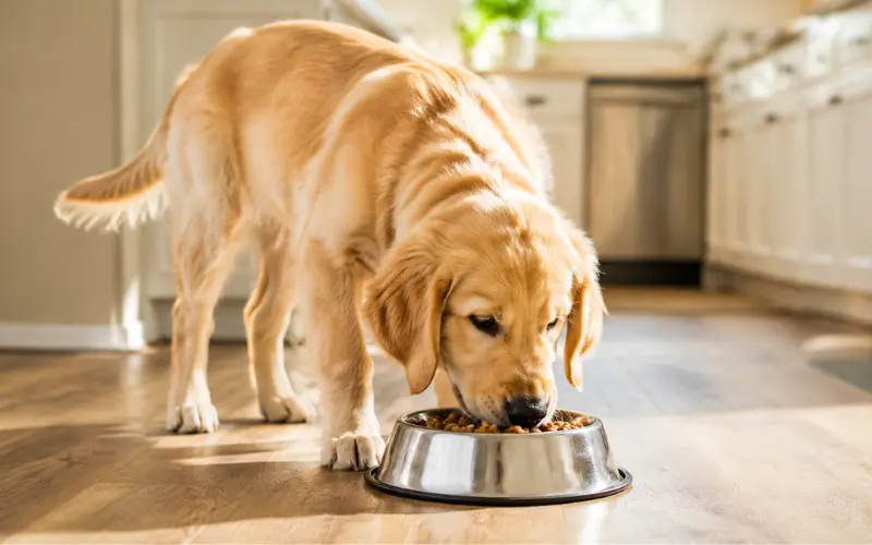 healthy puppy with shiny coat after switching allergy food