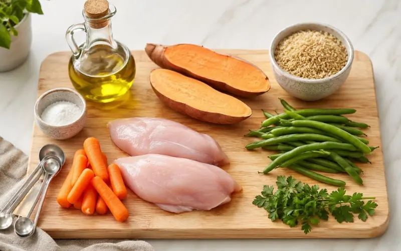 fresh ingredients for homemade dog food preparation