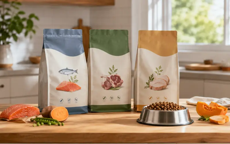 limited ingredient puppy food for allergies on kitchen counter