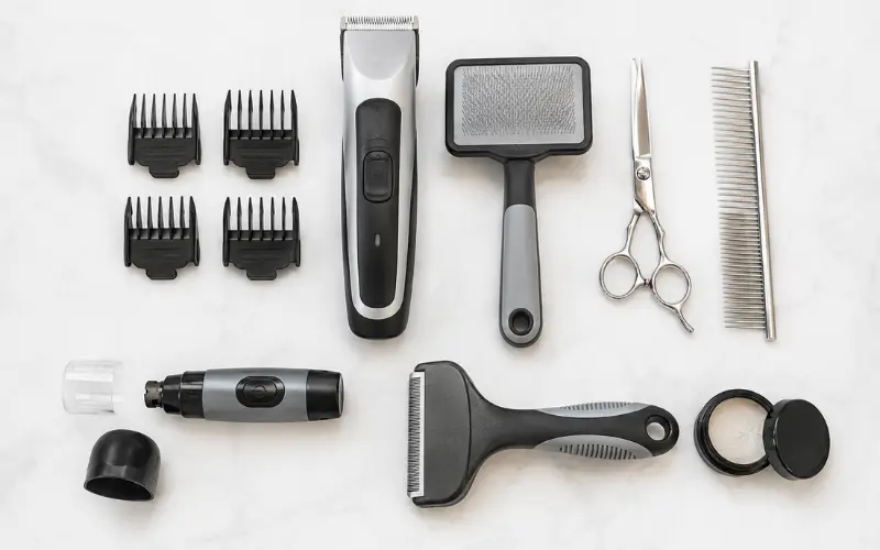 dog-grooming-tools-flat-lay-comparison dog grooming tools compared flat lay
