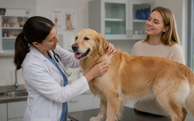 dog-vet-allergy-testing-exam dog at vet clinic for allergy testing