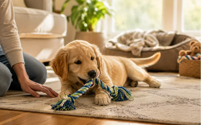 puppy redirected to chew toy instead of biting hands puppy redirected to chew toy instead of biting hands