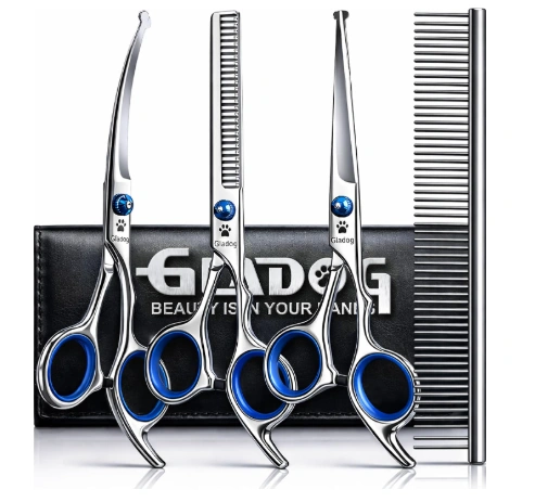 GLADOG Professional 5-in-1 Dog Grooming Scissors Set