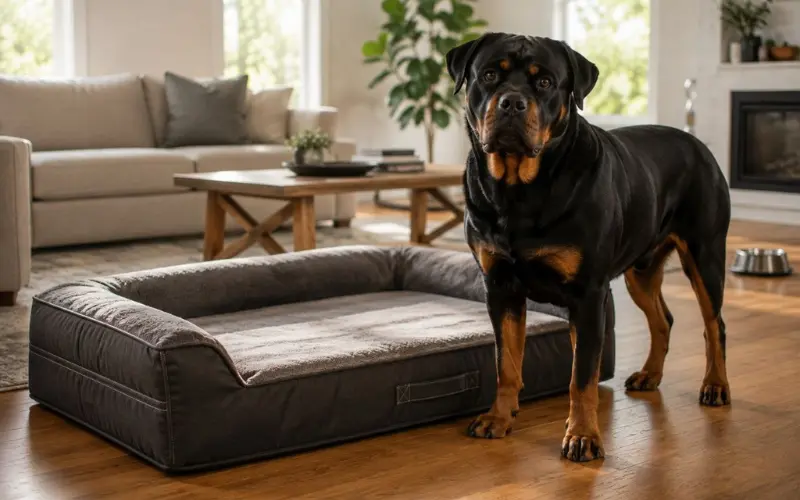 giant-breed-dog-large-bed-comparison giant breed dog on extra large orthopedic dog bed