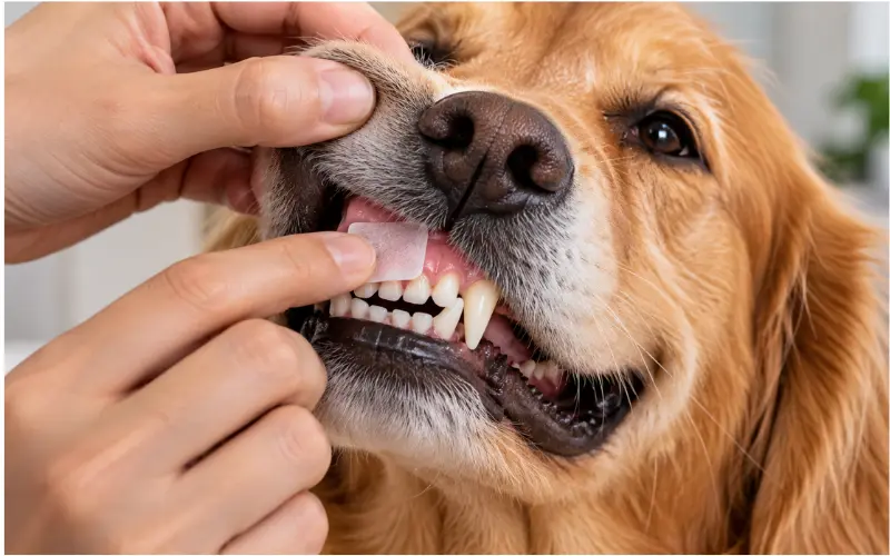 dental strip dissolving on dog gumline