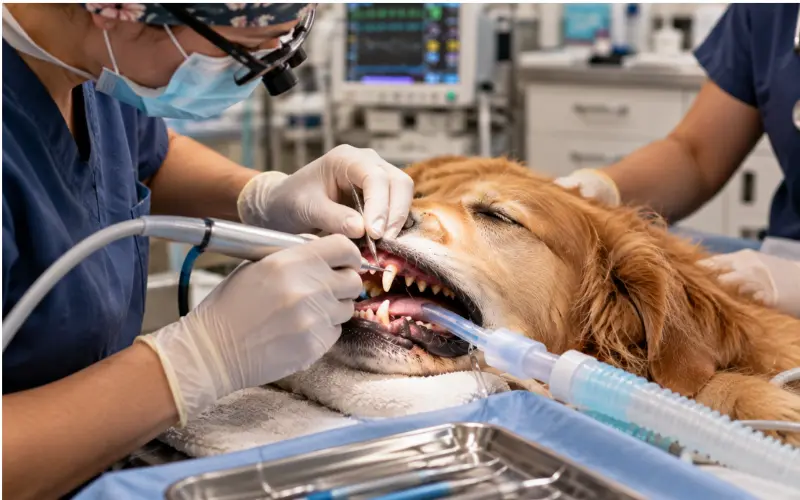 professional dog teeth cleaning under anesthesia
